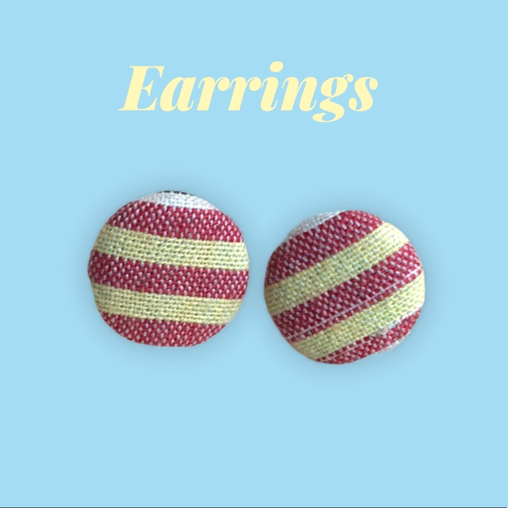 Striped Button Earrings - Picture 2 of 2